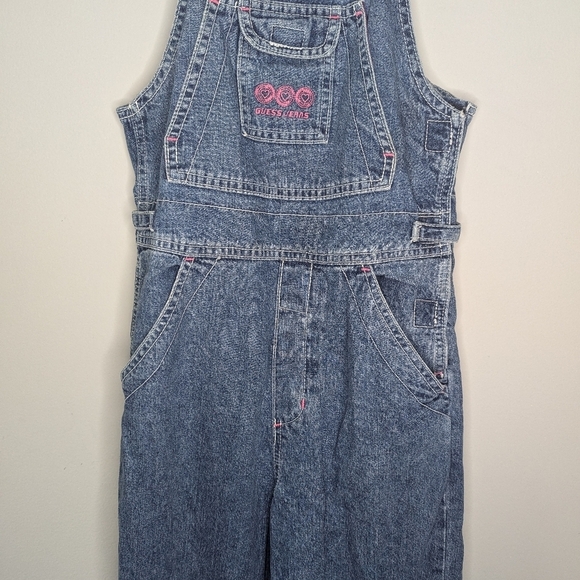 Vintage Guess Girls Overalls denim suspenders size medium - Picture 4 of 8